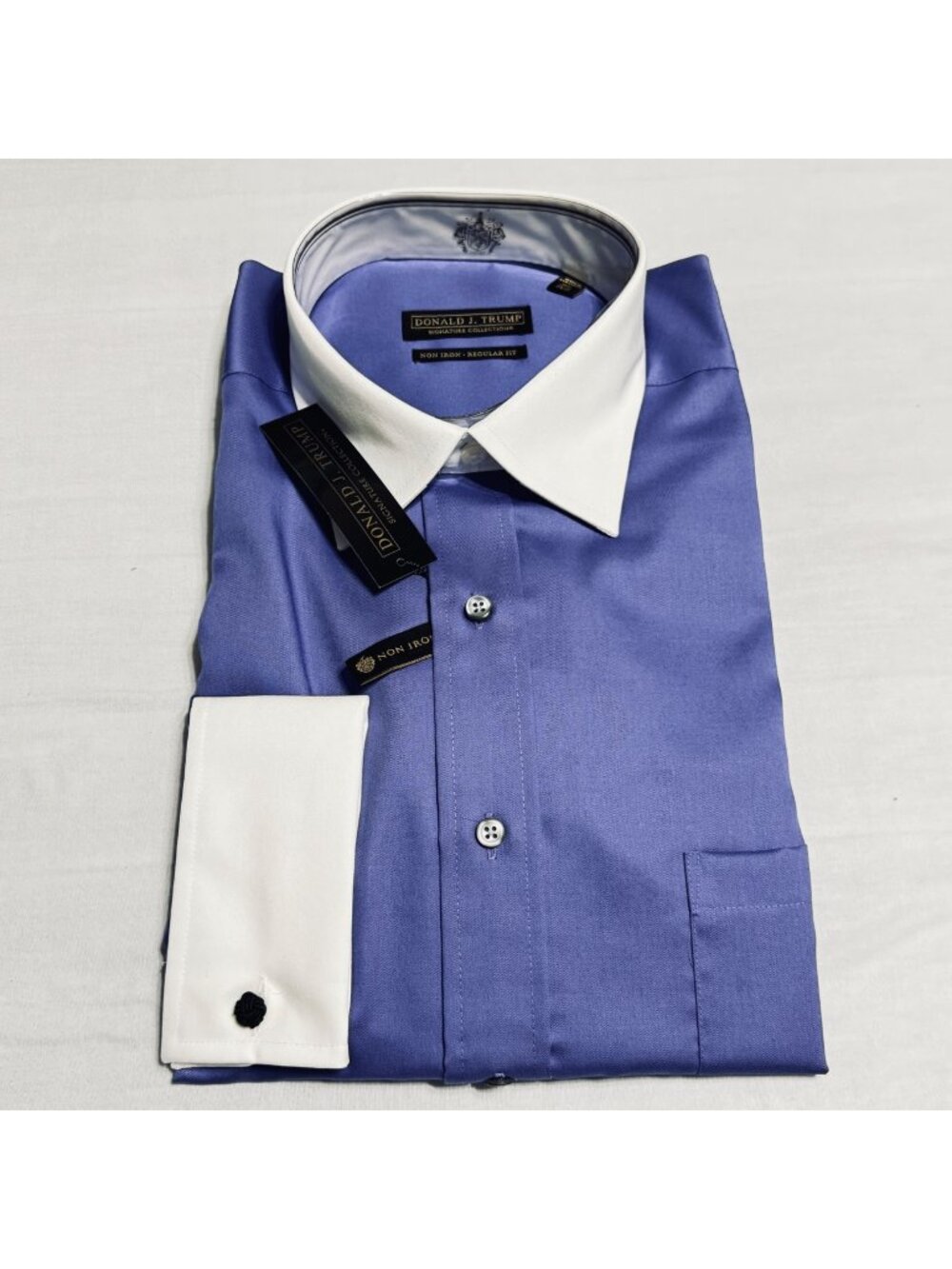 Donald J Trump Signature Collection Iris Blue French Cuff Shirt 16.5 34/35 NWT
